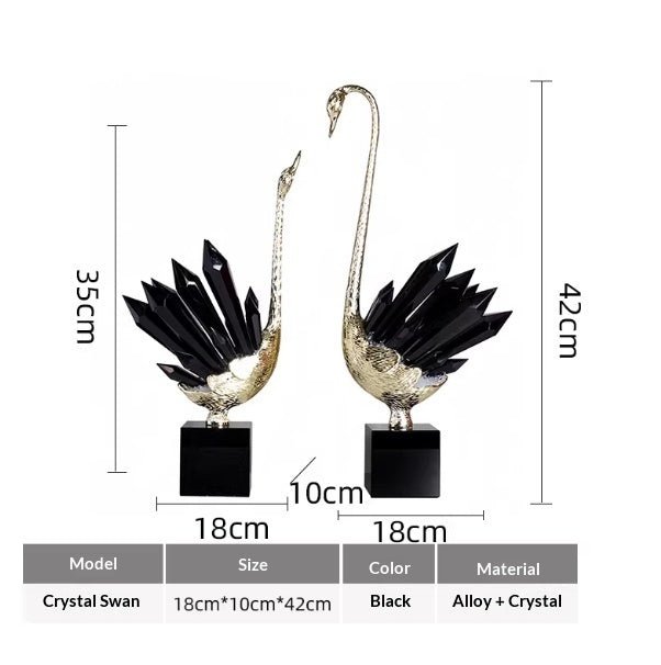 Cygne en cristal luxe abordable pour foyer, décoration design et cadeau parfait! - IVOIRART.COM