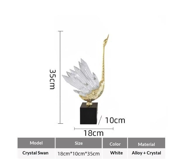 Cygne en cristal luxe abordable pour foyer, décoration design et cadeau parfait! - IVOIRART.COM
