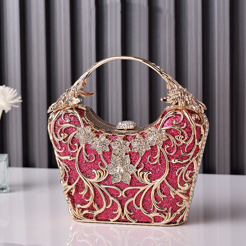 Sac Pochette de Soirée Découpé Brillant pour Banquet Style Rétro Européen