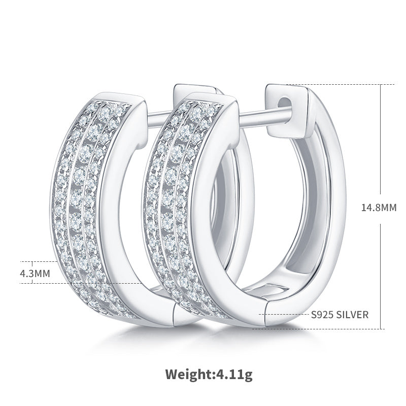 Boucles d’oreilles créoles Moissanite 86 pierres 4,1g argent sterling S925, pavé épais plaqué platine avec certificat GRA, coffret cadeau pour femmes