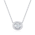Collier Femme Argent S925 Moissanite Ovale D VVS1 Givré Platine 2,9g