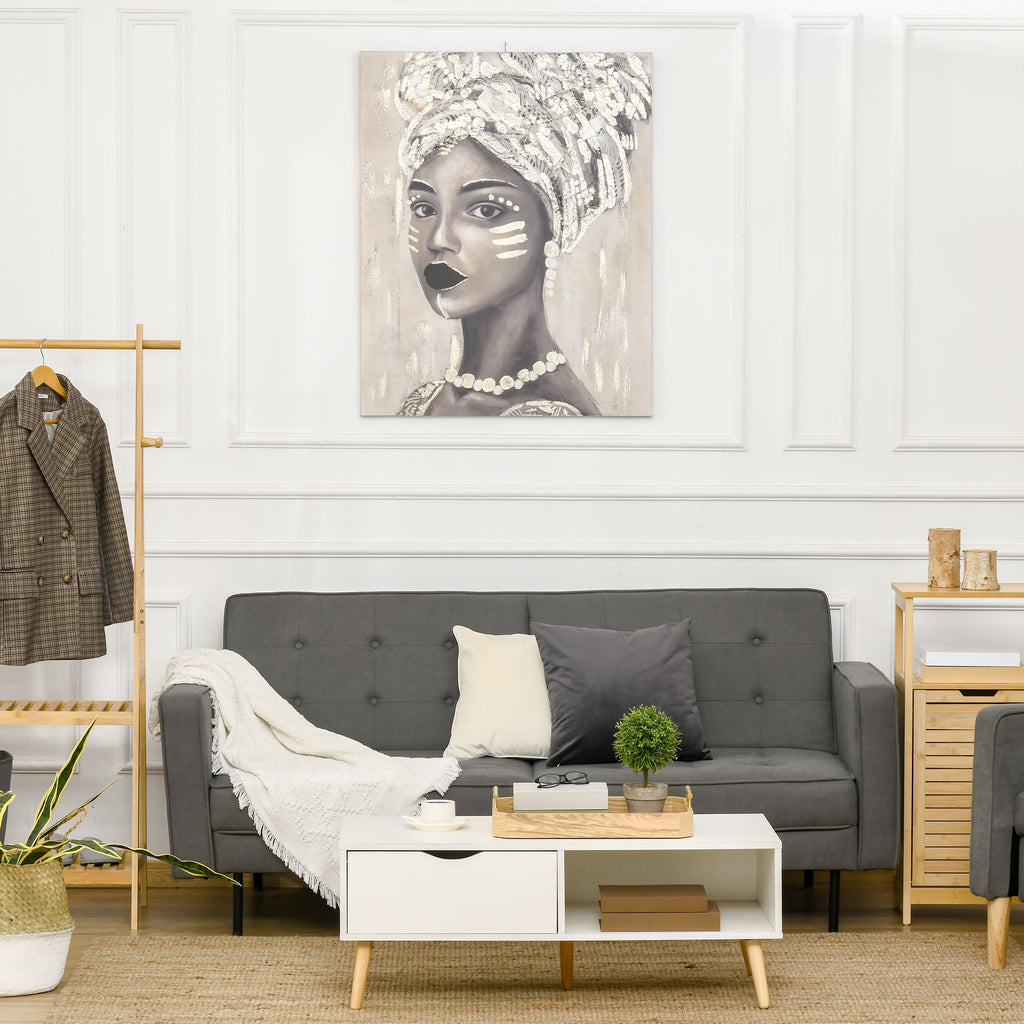 Art mural sur toile peint à la main pour salon chambre, peinture femme africaine dorée, 39,25" x 31,5"