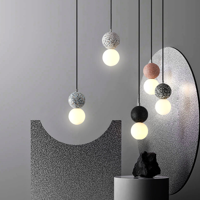 Lustre Petit Moderne en Terrazzo de Ciment Style Nordique pour Bar & Restaurant