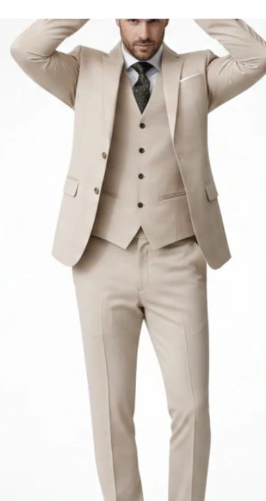 Ensemble Costume Homme Trois Pièces Col à Bec Costume de Mariage Velours