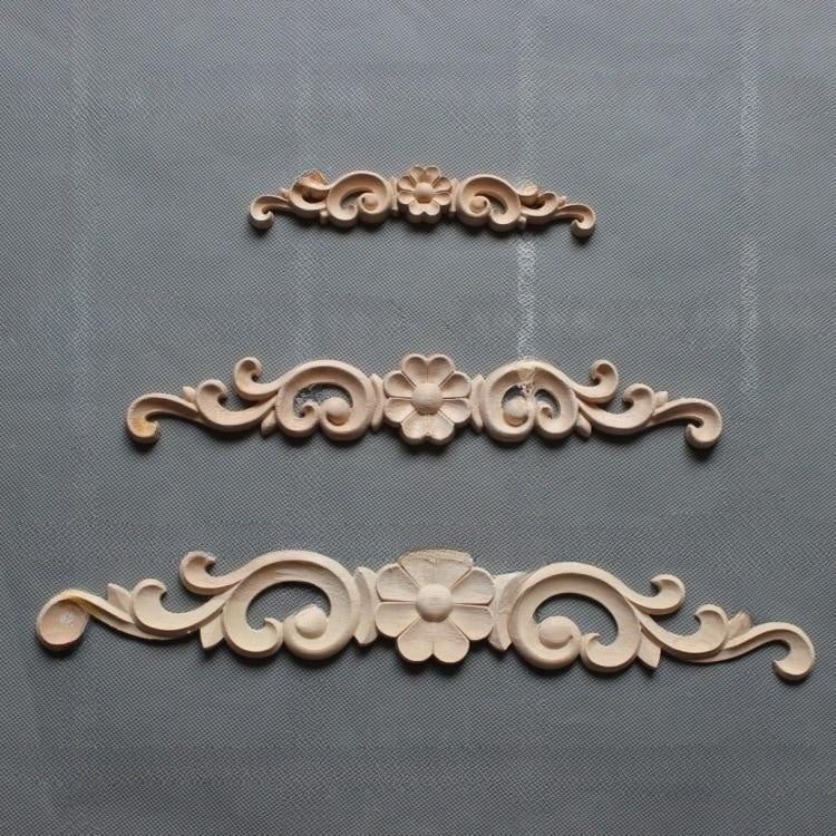 Porte de Cabinet Applique Longue en Bois Sculpté Corps Blanc Décoration de Lit Stratifié