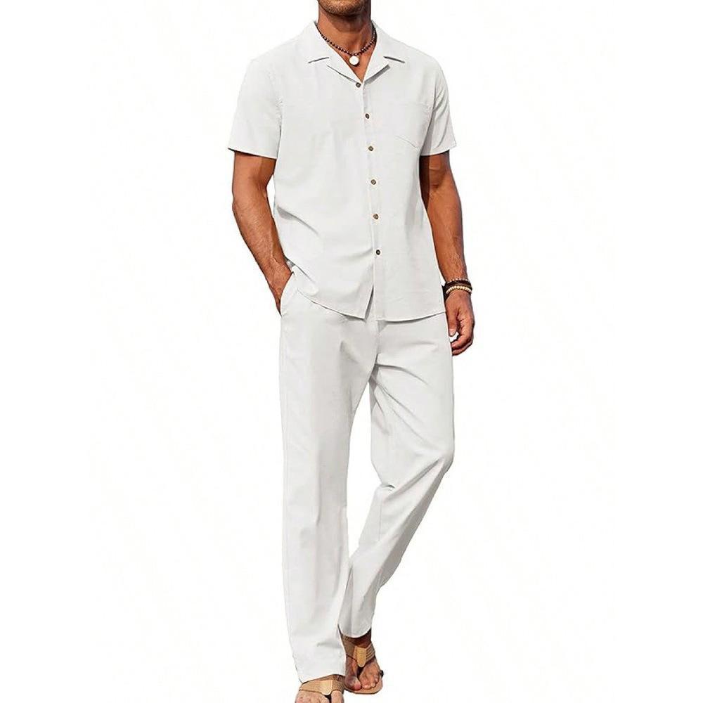 Ensemble Vintage Américain : Chemise Manches Courtes et Pantalon Décontracté