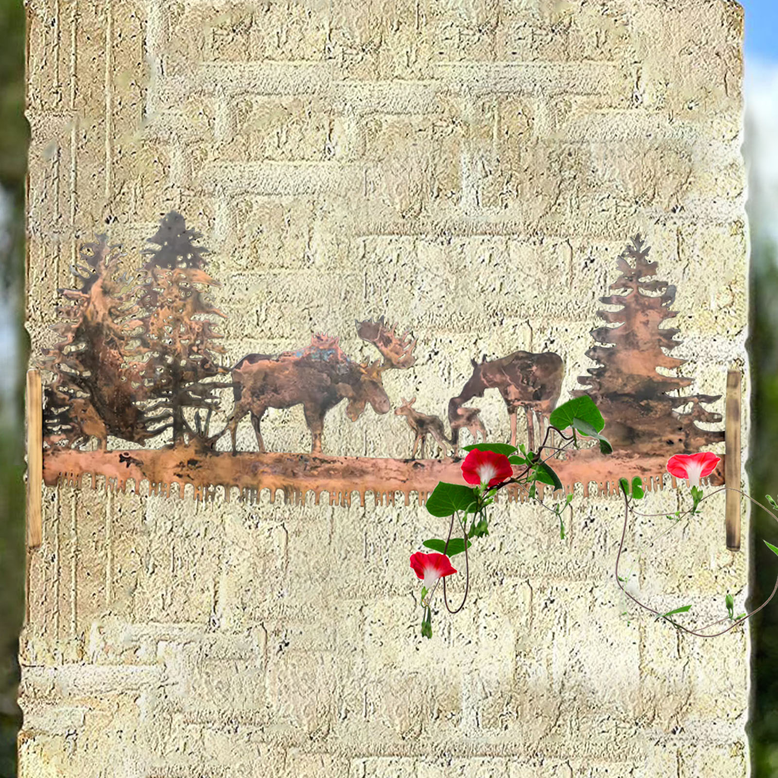 Nouvelle décoration murale en métal scie à coupe transversale orignal en élan sur arbre