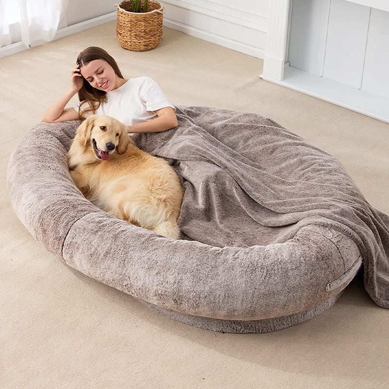 Grand Nid Douillet pour Chien de Taille Humaine, Lit Peluche Confortable
