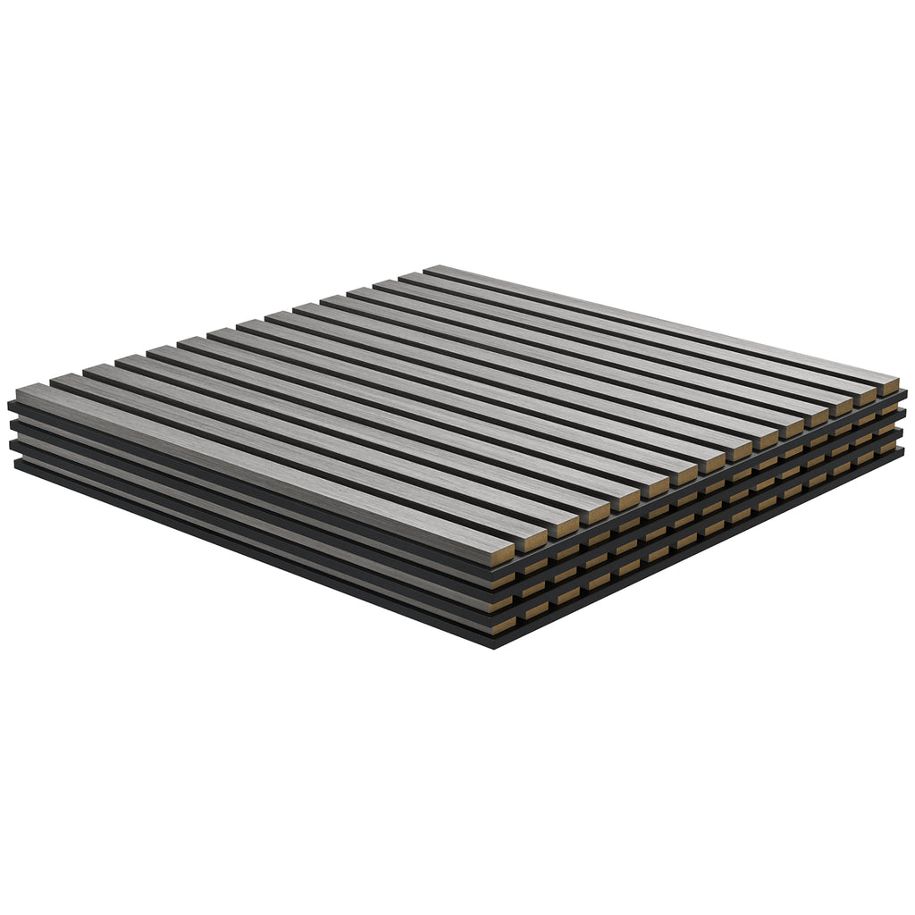 24"x24" Wood Panels for Wall, 4 Pack Acoustic Panels, Sound Absorbing Slat Wall For Interior Wall Decor, Home, Gray