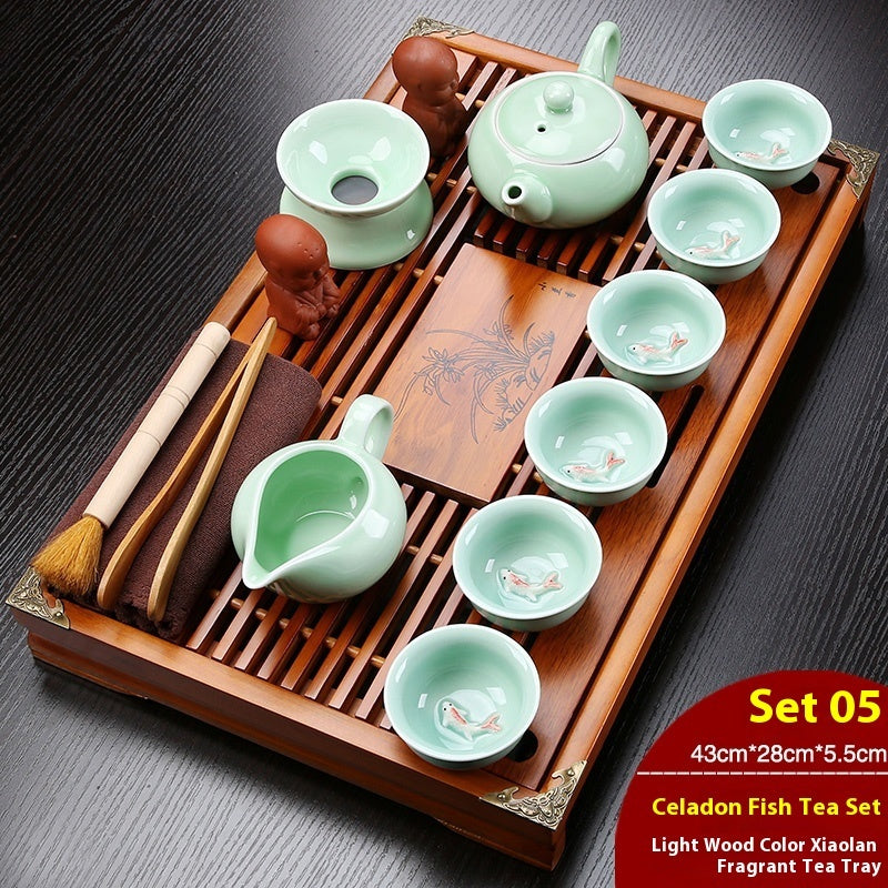 Plateau de salon chinois avec drainage et réservoir d'eau — Plateforme à thé — Service à thé