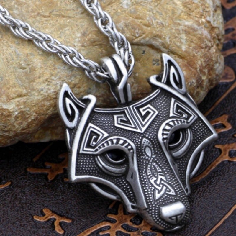 Collier Pendentif Tête de Loup VINTAGE VIKING FORCE LABORATORIES Ornement Animal