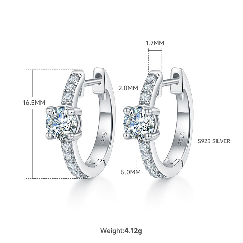 Boucles d'oreilles créoles 4,1 g en argent sterling S925, moissanite 5 mm, plaqué platine, certificat GRA, coffret cadeau