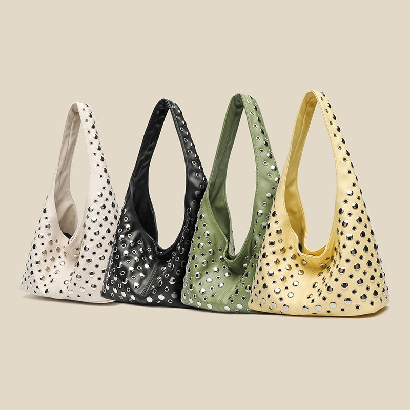 Sac Femme Tendance Cool à Pois avec Clous Rivetés, Style Moderne Élégant