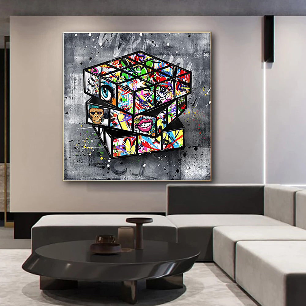 Tableau en toile Rubik's Cube Graffiti Banksy