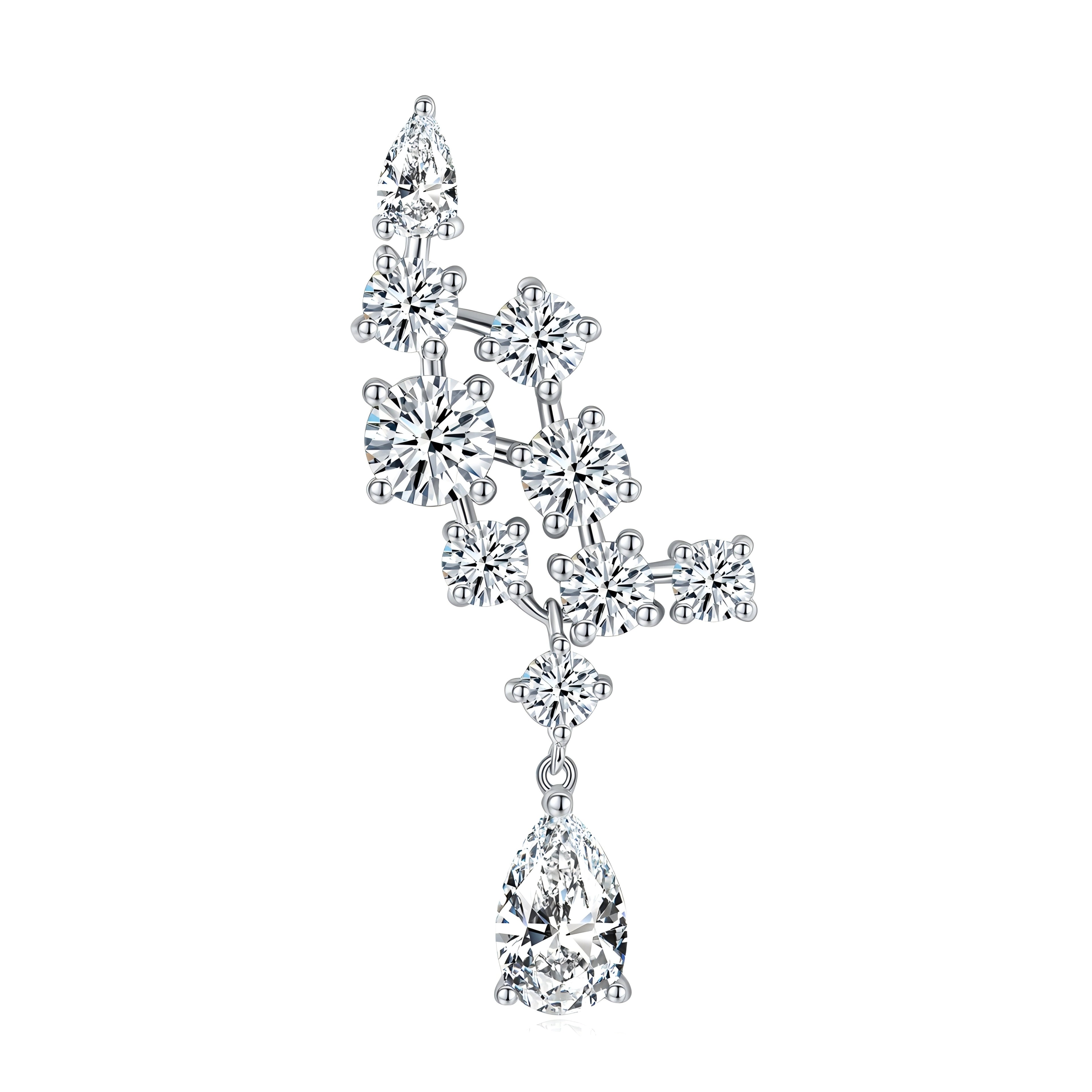 Boucles d'Oreilles Grimpantes en Argent 925 avec Moissanite Poire 5x8mm
