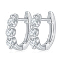 Boucles d'oreilles créoles S925 en argent sterling à 3 pierres Moissanite rondes plaquées platine