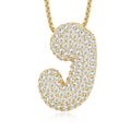 Collier initial bulle plaqué or S925 11,91 g avec pendentif moissanite VVS1 D et certificat GRA, bijou personnalisé A-Z