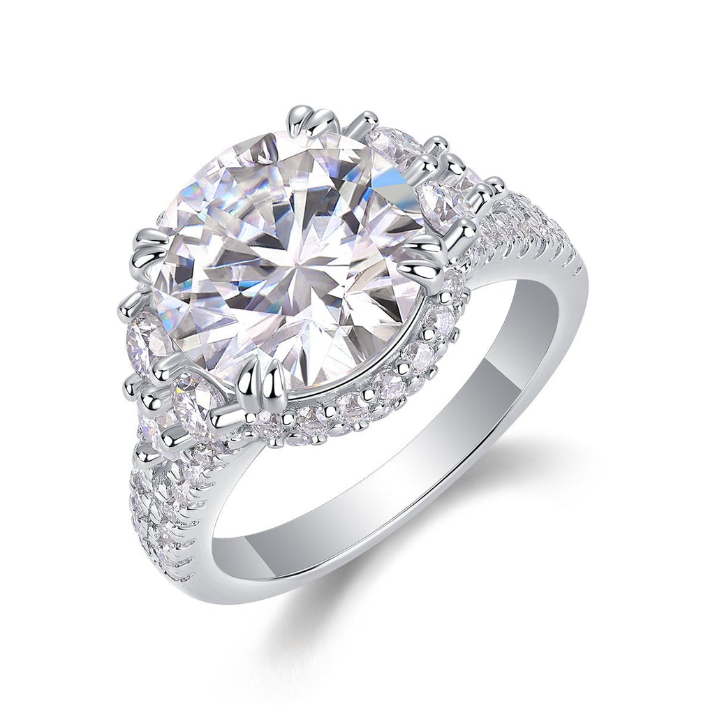Dance Youth - A 5-carat S925 Silver Diamond Wedding Ring Set With Top-quality Moissanite And Platinum Plating. The Ring Can Be Inspected With A Diamond Pen - IVOIRART.COM