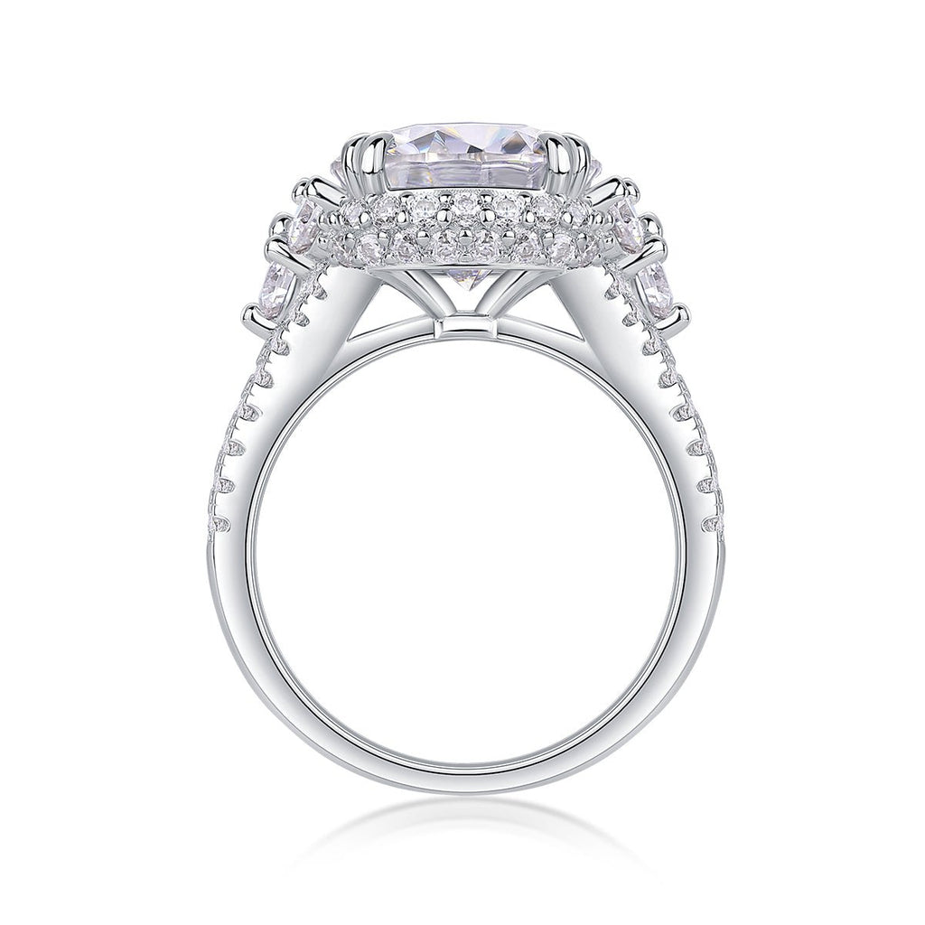 Dance Youth - A 5-carat S925 Silver Diamond Wedding Ring Set With Top-quality Moissanite And Platinum Plating. The Ring Can Be Inspected With A Diamond Pen - IVOIRART.COM