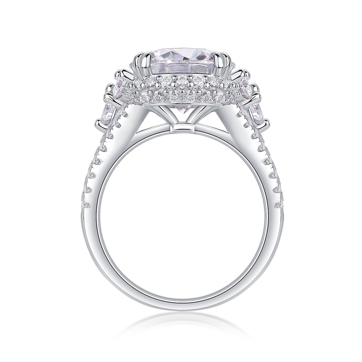 Dance Youth - A 5-carat S925 Silver Diamond Wedding Ring Set With Top-quality Moissanite And Platinum Plating. The Ring Can Be Inspected With A Diamond Pen - IVOIRART.COM