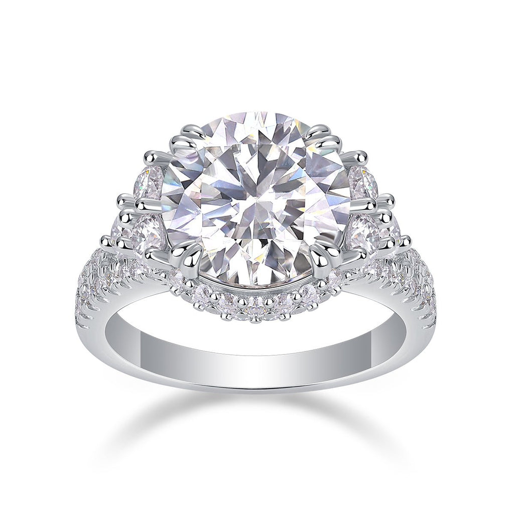 Dance Youth - A 5-carat S925 Silver Diamond Wedding Ring Set With Top-quality Moissanite And Platinum Plating. The Ring Can Be Inspected With A Diamond Pen - IVOIRART.COM