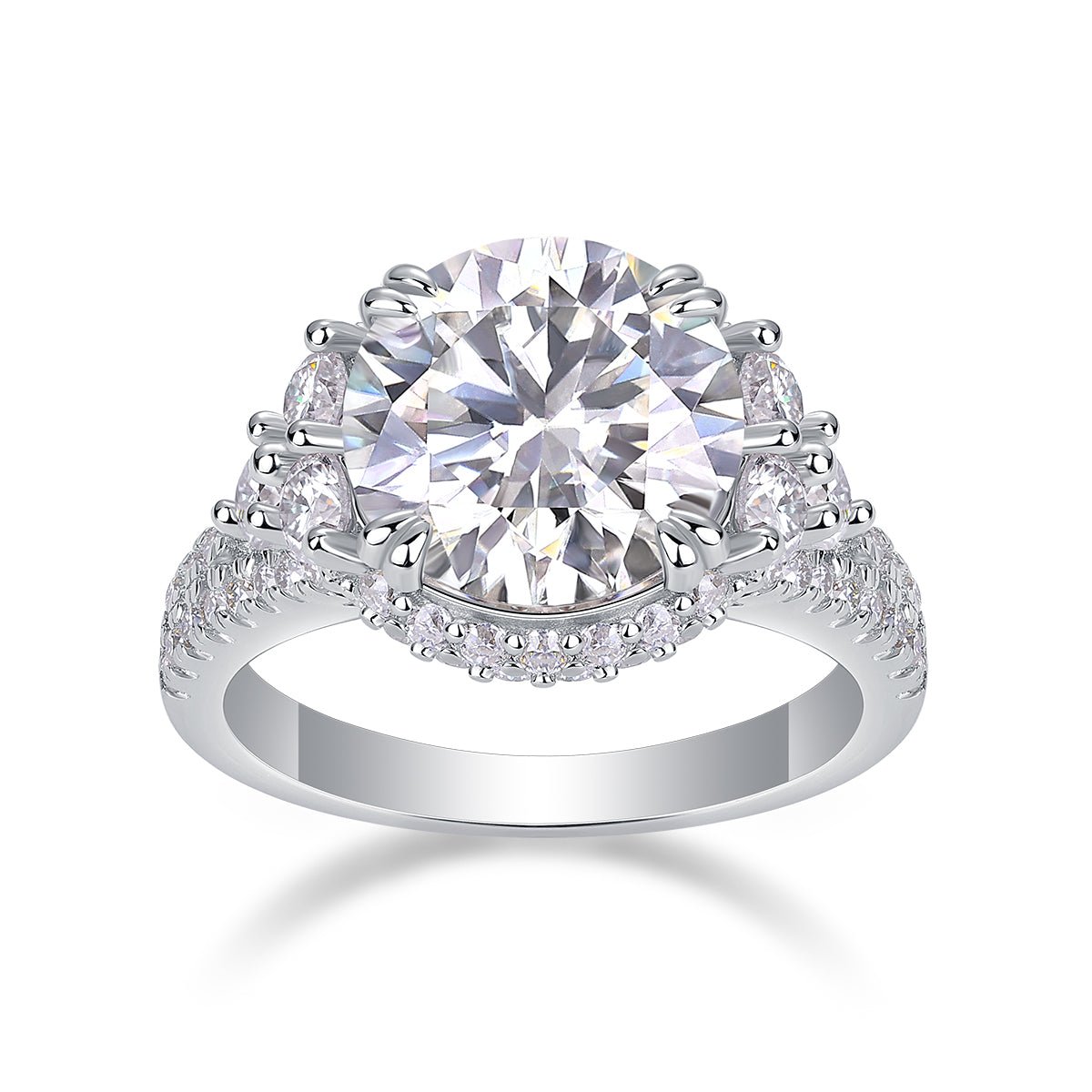 Dance Youth - A 5-carat S925 Silver Diamond Wedding Ring Set With Top-quality Moissanite And Platinum Plating. The Ring Can Be Inspected With A Diamond Pen - IVOIRART.COM