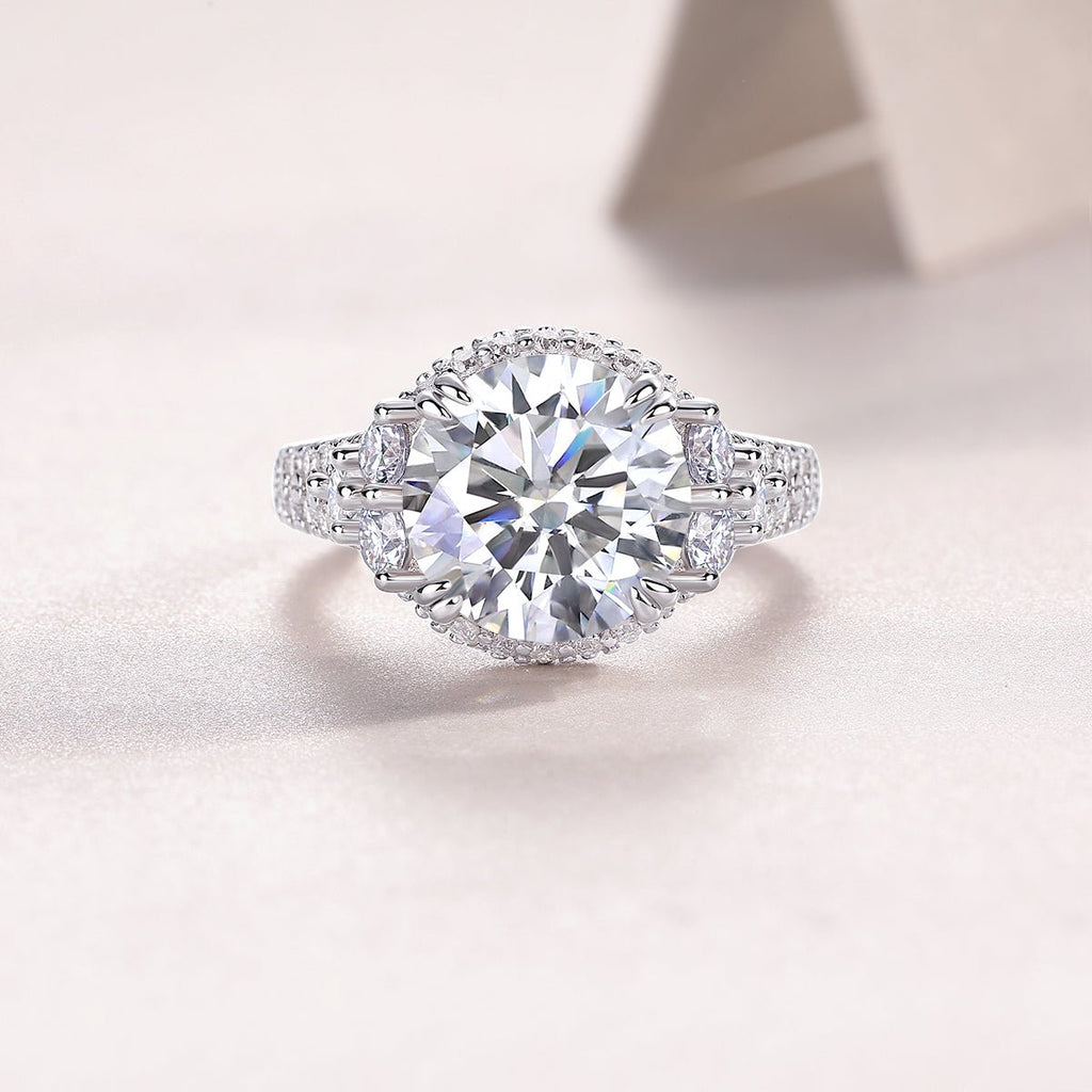 Dance Youth - A 5-carat S925 Silver Diamond Wedding Ring Set With Top-quality Moissanite And Platinum Plating. The Ring Can Be Inspected With A Diamond Pen - IVOIRART.COM