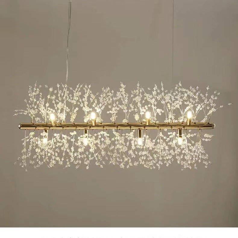 Dandelion Crystal Chandelier Living Room Lamp - Iron Frame, LED, Multiple Heads. - IVOIRART.COM