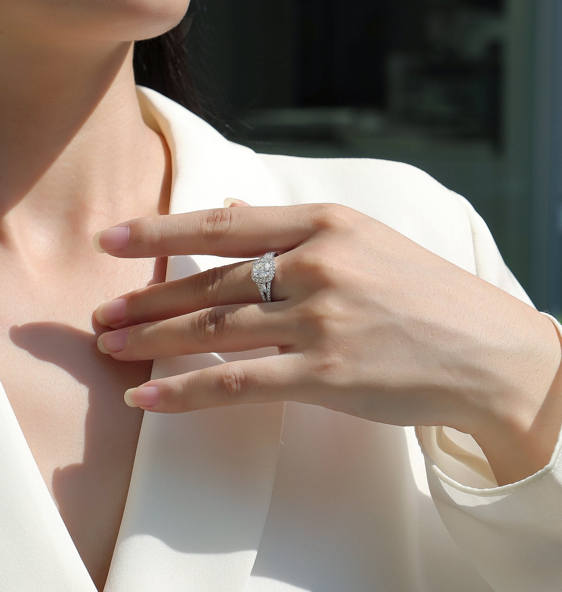Day By Day - A Wedding Ring Set With Top-quality Moissanite S925 Silver And Platinum-plated Diamond Can Be Tested With A Diamond Pen - IVOIRART.COM