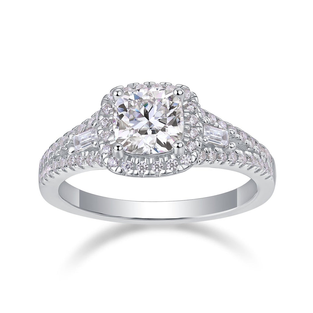 Day By Day - A Wedding Ring Set With Top-quality Moissanite S925 Silver And Platinum-plated Diamond Can Be Tested With A Diamond Pen - IVOIRART.COM
