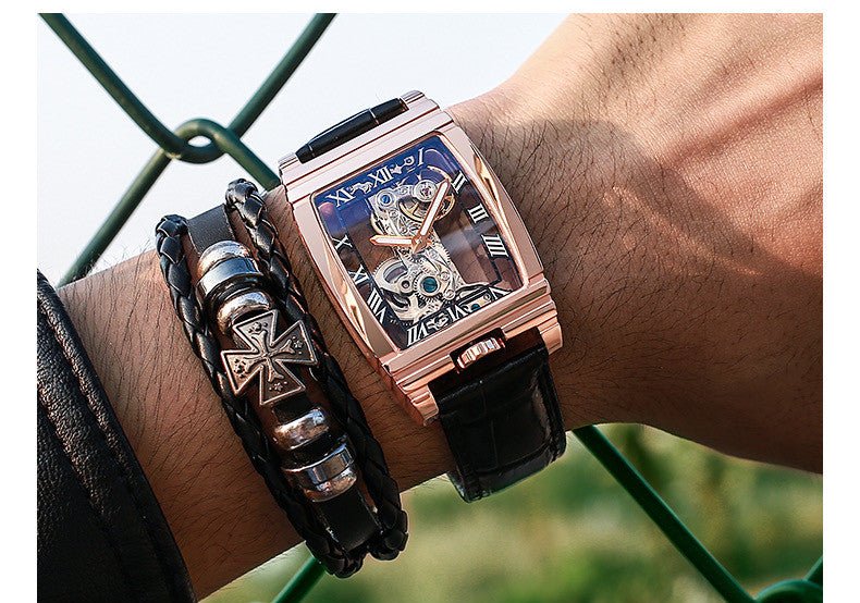 Daystar Montre Unisexe en Acier Inoxydable avec Bracelet en Cuir Élégante - IVOIRART.COM