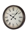 Horloge Murale, Horloge Murale 20 pouces, Chiffres Romains, Alimentation par Pile, Silencieuse sans Tic-Tac, Classique Déco Rond, Pour Salon Chambre Bureau Cuisine Salle à Manger Déco Maison Farmhouse, Marron