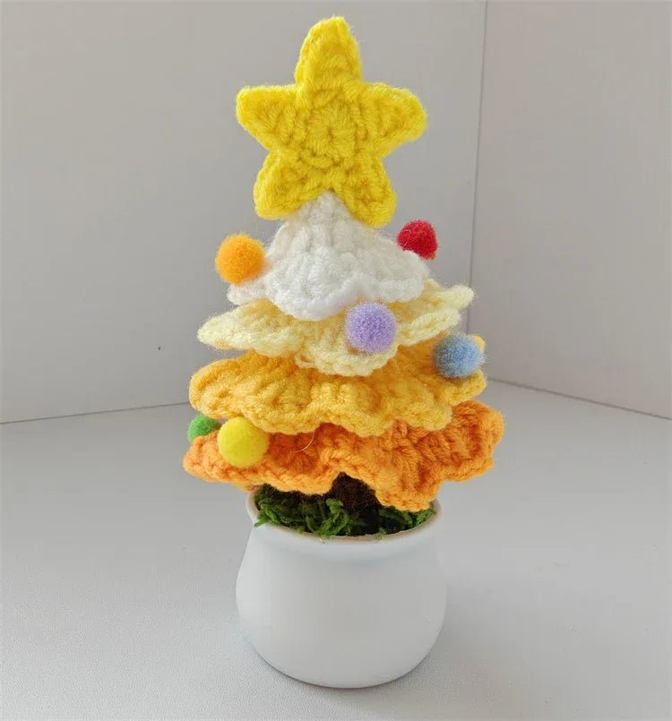 Décoration de bureau artisanale en laine crochetée en forme d'arbre de Noël - IVOIRART.COM