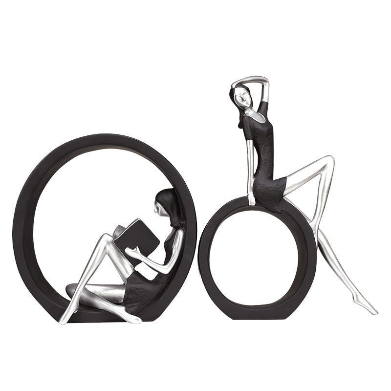 Décoration Intérieure Salon Art Sculptural Fille en Résine Noire Élégante - IVOIRART.COM