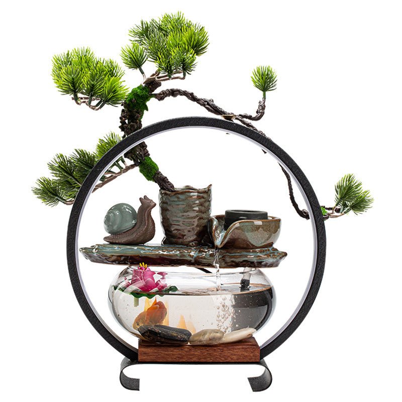 Décoration lampe fontaine pour aquarium en céramique - style chinois élégant Zen - IVOIRART.COM