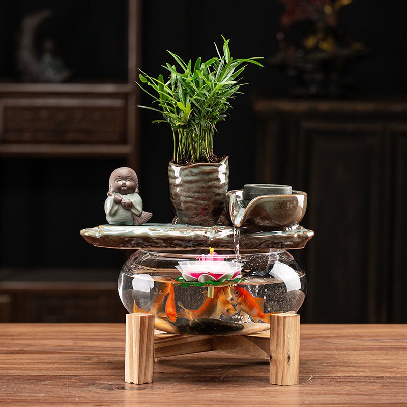 Décoration lampe fontaine pour aquarium en céramique - style chinois élégant Zen - IVOIRART.COM