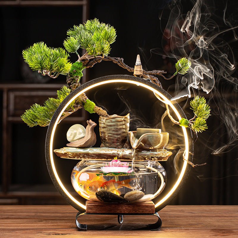 Décoration lampe fontaine pour aquarium en céramique - style chinois élégant Zen - IVOIRART.COM