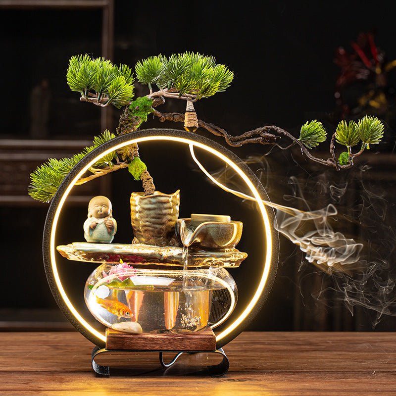 Décoration lampe fontaine pour aquarium en céramique - style chinois élégant Zen - IVOIRART.COM