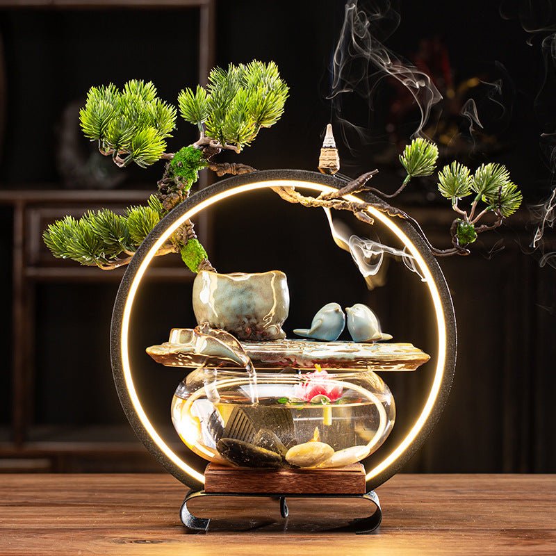 Décoration lampe fontaine pour aquarium en céramique - style chinois élégant Zen - IVOIRART.COM