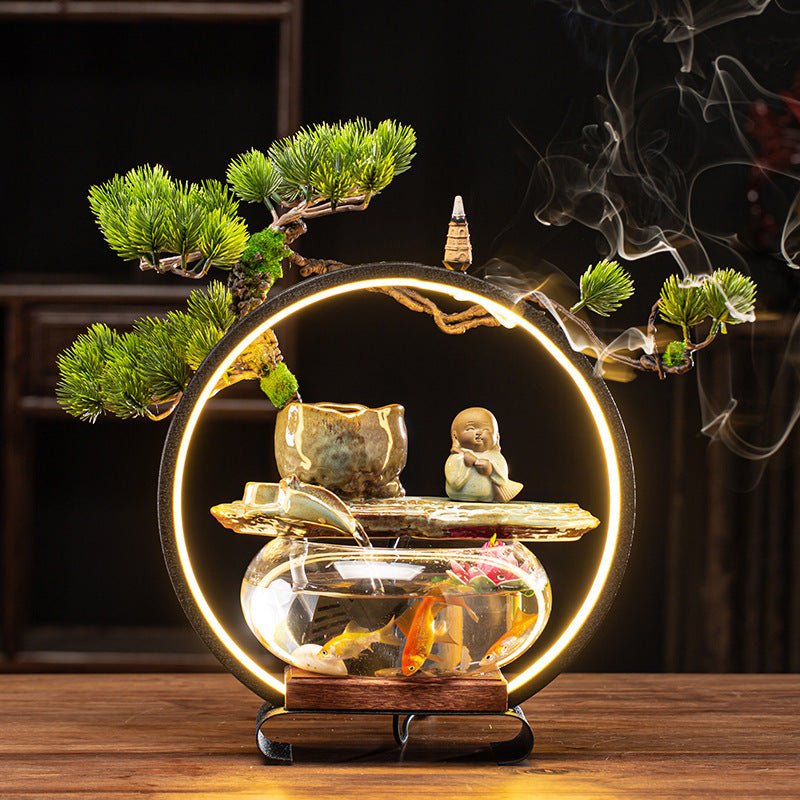 Décoration lampe fontaine pour aquarium en céramique - style chinois élégant Zen - IVOIRART.COM