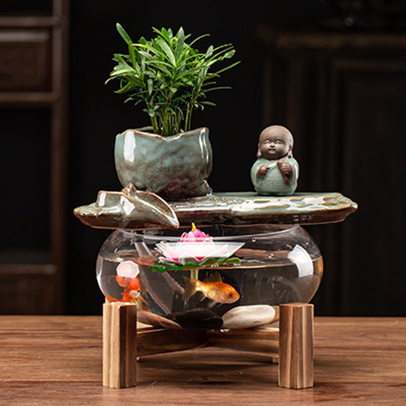 Décoration lampe fontaine pour aquarium en céramique - style chinois élégant Zen - IVOIRART.COM