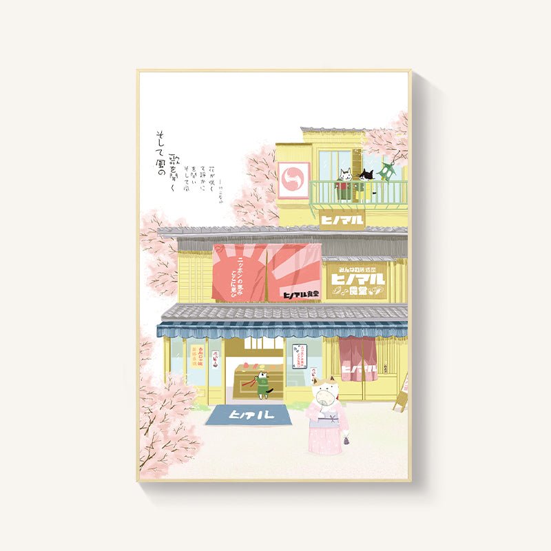Décoration murale japonaise paysage fleurs de cerisier pour restaurant sushi chambre - IVOIRART.COM