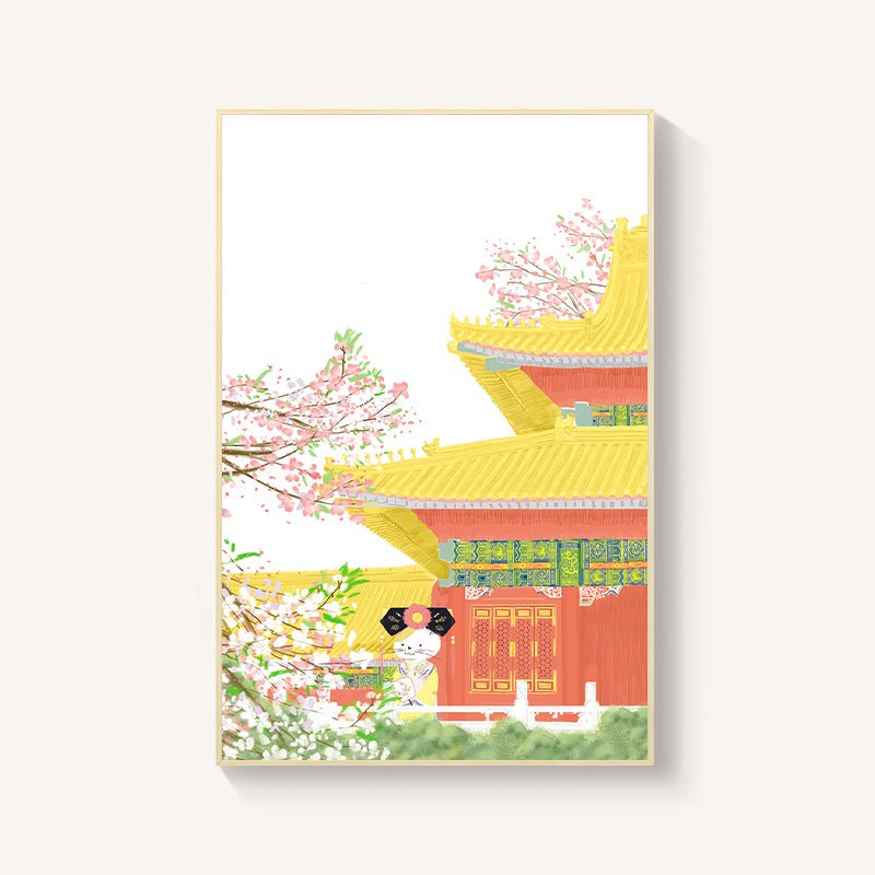 Décoration murale japonaise paysage fleurs de cerisier pour restaurant sushi chambre - IVOIRART.COM