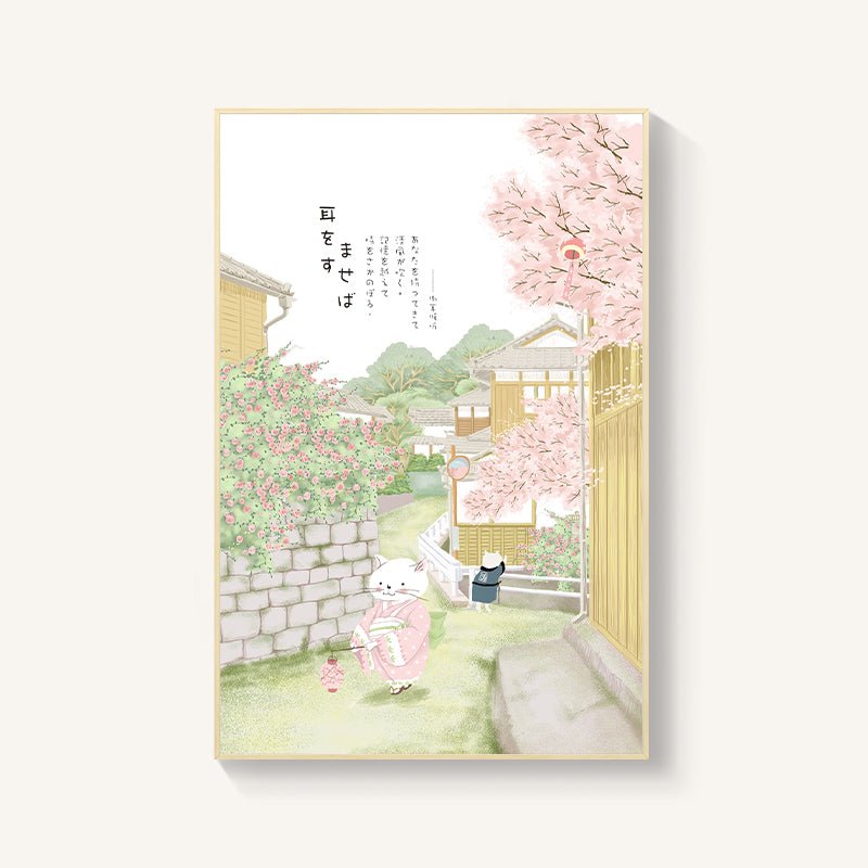Décoration murale japonaise paysage fleurs de cerisier pour restaurant sushi chambre - IVOIRART.COM