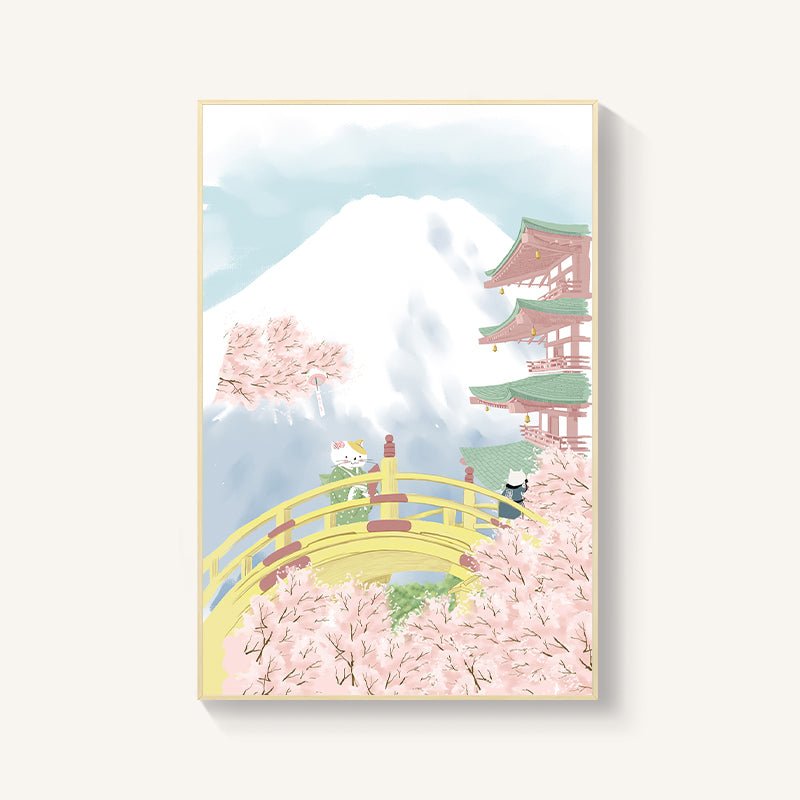 Décoration murale japonaise paysage fleurs de cerisier pour restaurant sushi chambre - IVOIRART.COM