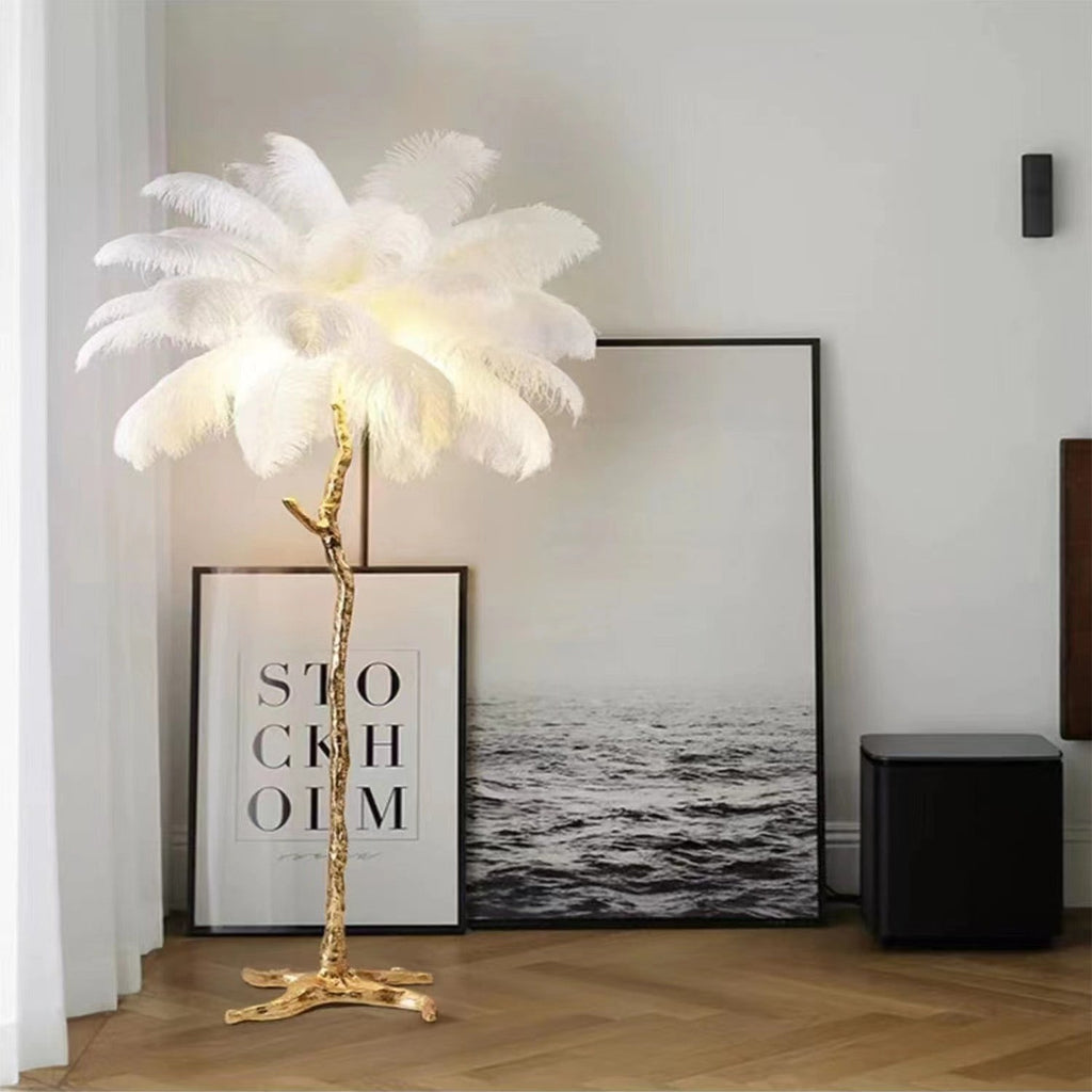 Decorative Resin Feather Floor Lamp For Living Room And Bedroom - IVOIRART.COM