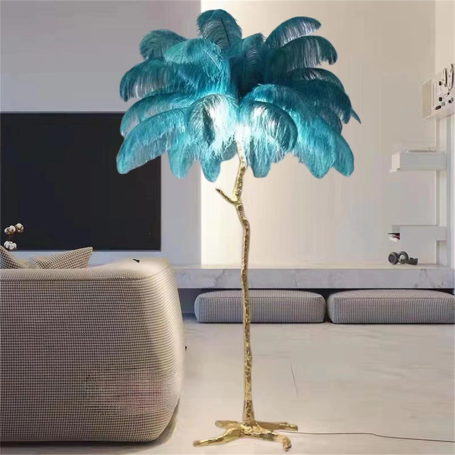Decorative Resin Feather Floor Lamp For Living Room And Bedroom - IVOIRART.COM