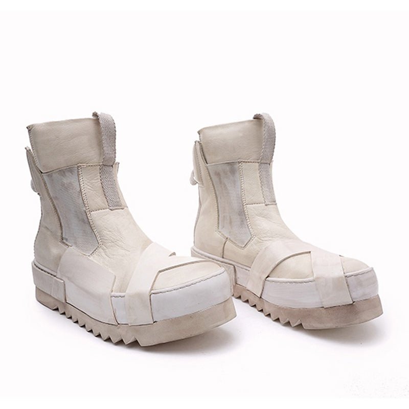 Design Leather Handmade Retro Thick Soled Heightening Casual Shoes - IVOIRART.COM