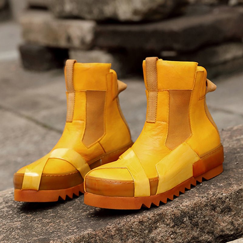 Design Leather Handmade Retro Thick Soled Heightening Casual Shoes - IVOIRART.COM