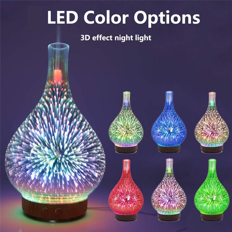 Diffuseur d'Arôme 3D en Verre avec Lampe Colorée et Humidificateur Nuit - IVOIRART.COM